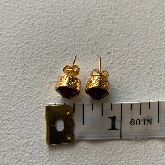 Coach Earrings Gold Tone and Purple Crystal/Glass Studs - Picture 17 of 17